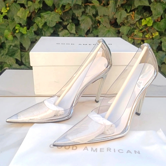 Good American Shoes - NEW Good American Cinderella Clear Pump Heels Women's Size 9 Cinder-f-ing-rella